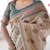 Printed handloom cotton saree for women with floral design and tassels
