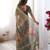 Handloom cotton floral printed saree with tassels & attached blouse     5.5m