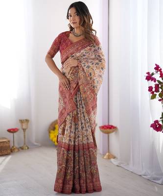 Soft handloom cotton floral saree with tassels     includes 0.8m blouse 5