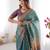 Designer floral print handloom cotton saree with tassel pallu & blouse