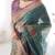 Designer floral print handloom cotton saree with tassel pallu & blouse