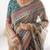 Cotton cotton blend handloom saree with floral motif and tassel border