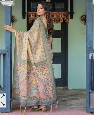 Soft handloom cotton floral saree with tassels     includes 0.8m blouse 4