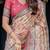 Pastel floral handloom cotton saree with pallu tassels & blouse piece