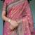 Women   s handloom cotton saree     floral printed with attached blouse & tassels