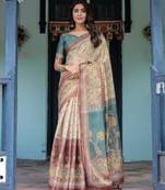 Soft handloom cotton floral saree with tassels     includes 0.8m blouse