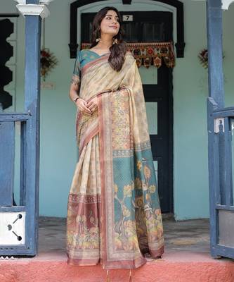 Soft handloom cotton floral saree with tassels     includes 0.8m blouse 2