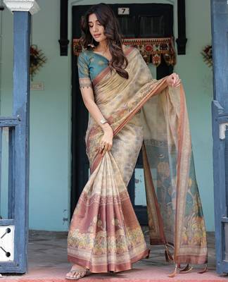 Soft handloom cotton floral saree with tassels     includes 0.8m blouse 4