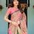 Cotton handloom saree with digital floral print and tassels     festive wear