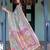 Women   s handloom cotton saree     floral printed with attached blouse & tassels