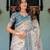 Premium floral print handloom cotton saree with pallu tassels     5.5m