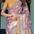 Floral printed cotton saree in handloom weave with blouse piece     5.5m
