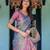 Graceful handloom cotton saree with artistic floral print & tassels
