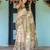 Cotton handloom saree with digital floral print and tassels     festive wear