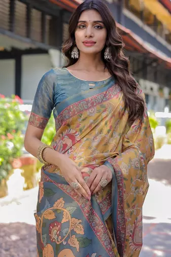 Everyday elegance handloom cotton floral saree with blouse piece     5.5m