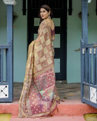 Soft handloom cotton floral saree with tassels     includes 0.8m blouse 2
