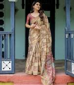Soft handloom cotton floral saree with tassels     includes 0.8m blouse