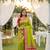 Parrot green soft silk blend saree with zari weaving meenakari design