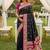 Black soft silk blend saree with zari weaving meenakari design