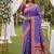 Purple soft silk blend saree with zari weaving meenakari design