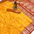 Yellow soft silk blend saree with zari weaving meenakari design