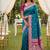 Teal blue soft silk blend saree with zari weaving meenakari design