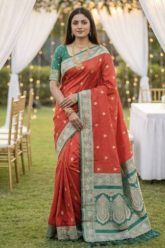 Pink soft silk blend saree with zari weaving meenakari design