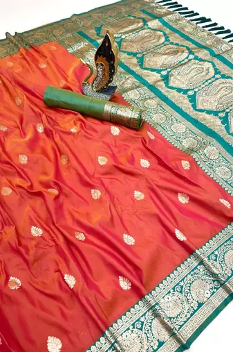 Pink soft silk blend saree with zari weaving meenakari design