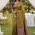 Olive green soft silk blend saree with zari weaving meenakari design