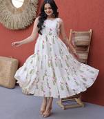 Pink cotton summer printed frill layer dresses