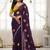 Purple star georgette floral motifs embroidered work saree with mirror work border