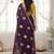 Purple star georgette floral motifs embroidered work saree with mirror work border