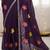 Purple star georgette floral motifs embroidered work saree with mirror work border