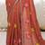 Red star georgette floral motifs embroidered work saree with mirror work border