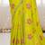 Lime green star georgette floral motifs embroidered work saree with mirrorwork border