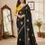 Black star georgette floral motifs embroidered work saree with mirror work border