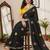 Black star georgette floral motifs embroidered work saree with mirror work border