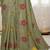 Sage green star georgette floral motifs embroidered work saree with mirror work border