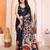 Black manipuri kalamkari & digital print saree with mirror work border