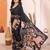 Black manipuri kalamkari & digital print saree with mirror work border