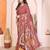 Brown manipuri kalamkari & digital print saree with mirror work border
