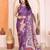 Dark purple manipuri kalamkari & digital print saree with mirror work border