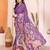 Dark purple manipuri kalamkari & digital print saree with mirror work border