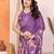 Dark purple manipuri kalamkari & digital print saree with mirror work border