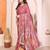 Peach manipuri kalamkari & digital print saree with mirror work border