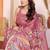 Peach manipuri kalamkari & digital print saree with mirror work border