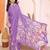 Purple manipuri kalamkari & digital print saree with mirror work border