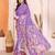 Purple manipuri kalamkari & digital print saree with mirror work border