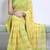 Lemon color  all over floral printed with premium lace border weightless saree with unstitched blouse
