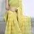 Lemon color  all over floral printed with premium lace border weightless saree with unstitched blouse
